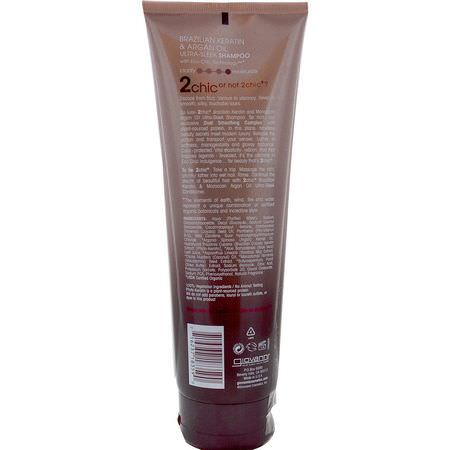 洗髮水, 護髮: Giovanni, 2chic, Ultra-Sleek Shampoo, Brazilian Keratin & Argan Oil, 8.5 fl oz (250 ml)