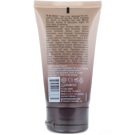 洗髮, 護髮: Giovanni, 2chic, Ultra-Sleek Shampoo, for All Hair Types, Brazilian Keratin & Argan Oil, 1.5 fl oz (44 ml)