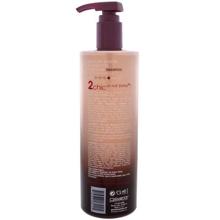 洗髮, 護髮: Giovanni, 2chic, Ultra-Sleek Shampoo, for All Hair Types, Brazilian Keratin & Argan Oil, 24 fl oz (710 ml)