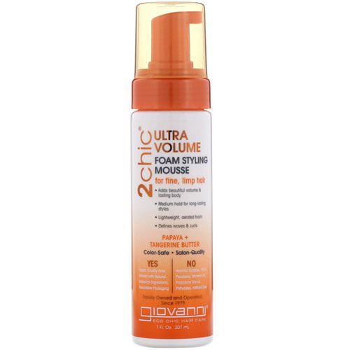 Giovanni, 2chic, Ultra-Volume Foam Styling Mousse, for Fine Limp Hair, Papaya & Tangerine Butter, 7 fl oz (207 ml) Review