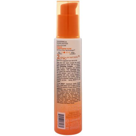 頭髮造型, 護髮素: Giovanni, 2chic, Ultra-Volume Leave-In Conditioning Elixir, for Fine, Limp Hair, Tangerine & Papaya Butter, 4 fl oz (118 ml)