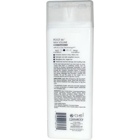 護髮素, 護髮素: Giovanni, Root 66, Max Volume Conditioner, 8.5 fl oz (250 ml)