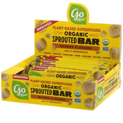 Go Raw, Organic Sprouted Bar, Banana Flaxseed, 10 Bars, 0.4 oz (11 g) Each Review