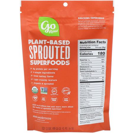 種子, 堅果: Go Raw, Organic, Sprouted Snacking Seeds, Spicy Fiesta, 4 oz (113 g)
