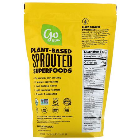 向日葵種子: Go Raw, Organic Sprouted Sunflower Seeds with Sea Salt, 14 oz (397 g)