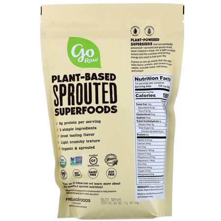 Pepitas, 南瓜種子: Go Raw, Organic Sprouted Super Simple Seeds, Sunflower & Pumpkin Seeds, 14 oz (397 g)