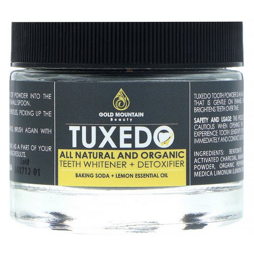 Gold Mountain Beauty, Tuxedo, All Natural and Organic Teeth Whitener + Detoxifier, Baking Soda + Lemon Essential Oil, 32 g Review