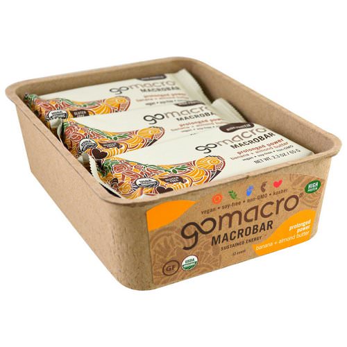 GoMacro, Macrobar, Prolonged Power, Banana + Almond Butter, 12 Bars, 2.3 oz (65 g) Each Review
