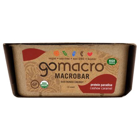 : GoMacro, Macrobar, Protein Paradise, Cashew Caramel, 12 Bars, 2.1 oz (60 g) Each