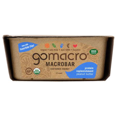 : GoMacro, Macrobar, Protein Replenishment, Peanut Butter, 12 Bars, 2.3 oz (65 g)