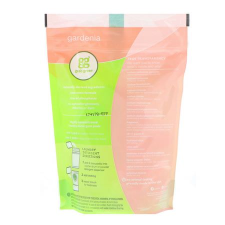洗滌劑, 洗衣: Grab Green, 3-in-1 Laundry Detergent Pods, Gardenia, 24 Loads, 13.5 oz (384 g)