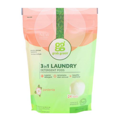 Grab Green, 3-in-1 Laundry Detergent Pods, Gardenia, 24 Loads, 13.5 oz (384 g) Review