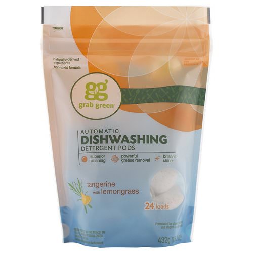 Grab Green, Automatic Dishwashing Detergent Pods, Tangerine with Lemongrass, 24 Loads, 15.2 oz (432 g) Review