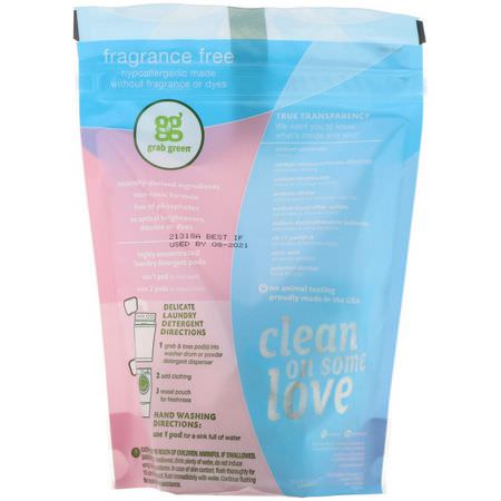 洗滌劑, 洗衣: Grab Green, Delicate Laundry Detergent Pods, Fragrance Free, 24 Loads, 8.4 oz (240 g)