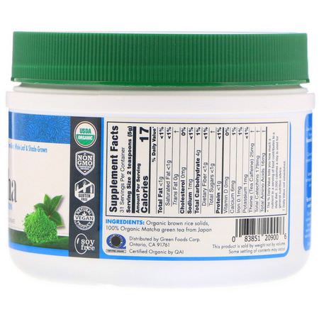 綠茶, 抹茶茶: Green Foods, Organic Matcha + Brown Rice Solids, 5.5 oz (156 g)