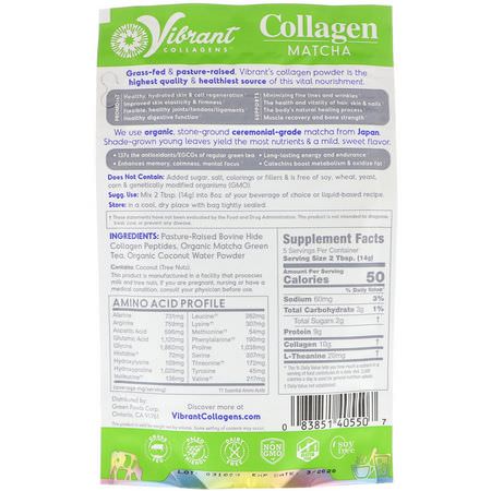 抹茶, 膠原蛋白補充劑: Green Foods, Vibrant Collagens, Energizing Collagen Matcha, Original, 2.47 oz (70 g)