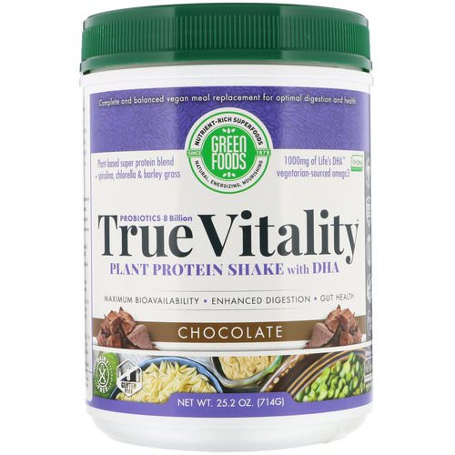 Green Foods, True Vitality, Plant Protein Shake with DHA, Chocolate, 1.57 lbs (714 g) Review