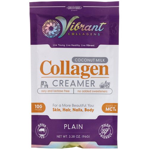 Green Foods, Vibrant Collagens, Coconut Milk Collagen Creamer, Plain, 3.38 oz (96 g) Review