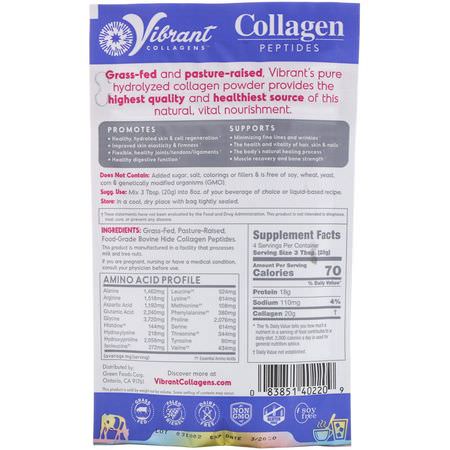 肽, 美容: Green Foods, Vibrant Collagens, Pure Collagen Peptides, Unflavored, 2.82 oz (80 g)