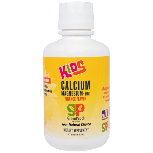 GreenPeach, Kids, Calcium Magnesium + Zinc, Orange Flavor, 16 fl oz (473 ml) Review