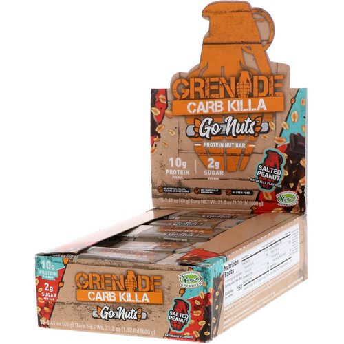 Grenade, Carb Killa, Go Nuts Protein Nut Bar, Salted Peanut, 15 Bars, 1.41 oz (40 g) Each Review