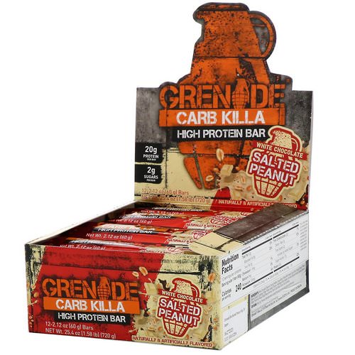 Grenade, Carb Killa, High Protein Bar, White Chocolate Salted Peanut, 12 Bars, 2.12 oz (60 g) Each Review