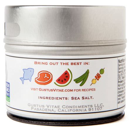 海鹽: Gustus Vitae, Gourmet Salt, Natural Smoked Sea Salt, 3 oz (84 g)