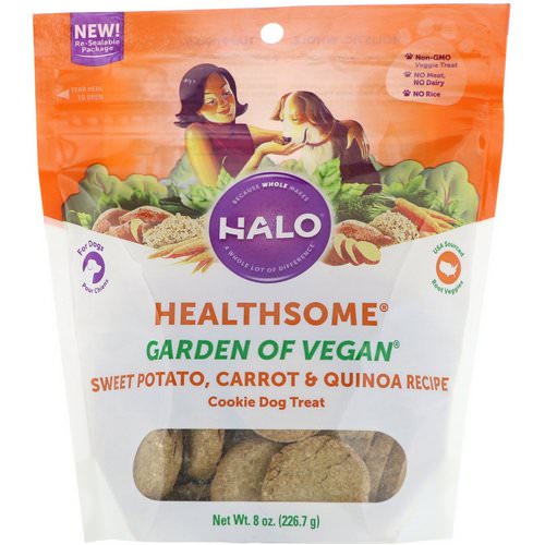 Halo, Healthsome, Garden of Vegan, Cookie Dog Treat, Sweet Potato, Carrot & Quinoa Recipe, 8 oz (226.7 g) Review