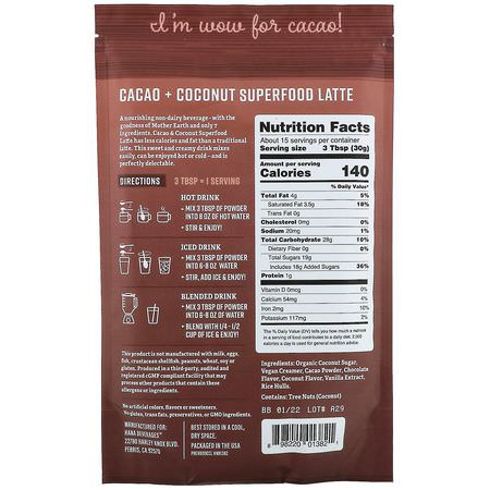 草藥替代咖啡, 咖啡: Hana Beverages, Cacao & Coconut Latte, Non-Coffee Superfood Beverage, 16 oz (454 g)