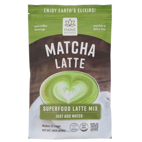 Hana Beverages, Matcha Latte, Non-Coffee Superfood Beverage, 16 oz (454 g) Review
