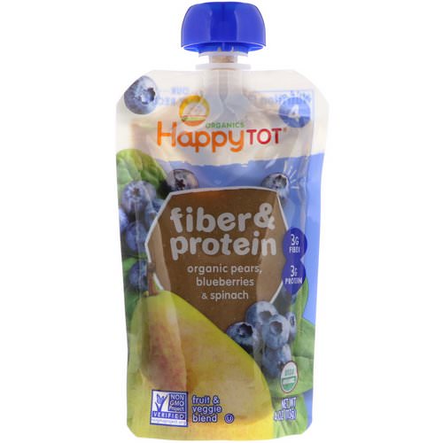 Happy Family Organics, Happytot, Fiber & Protein, Organic Pears, Blueberries & Spinach, 4 oz (113 g) Review