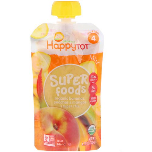 Happy Family Organics, HappyTot, SuperFoods, Bananas, Peaches & Mangos + Super Chia, 4.22 oz (120 g) Review