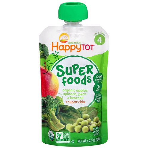 Happy Family Organics, Happytot, Superfoods, Organic Apples, Spinach, Peas & Broccoli + Super Chia, 4.22 oz (120 g) Review