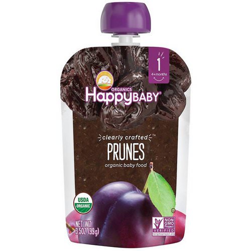 Happy Family Organics, Organic Baby Food, Stage 1, Clearly Crafted, Prunes, 4 + Months, 3.5 oz (99 g) Review