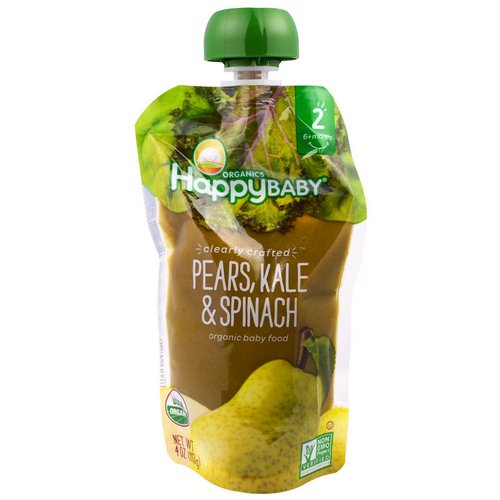 Happy Family Organics, Organic Baby Food, Stage 2, Clearly Crafted, 6+ Months, Pears, Kale & Spinach, 4.0 oz (113 g) Review