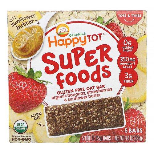 Happy Family Organics, Organics Happy Tot, Superfoods, Gluten Free Oat Bar, Organic Bananas, Strawberries & Sunflower Butter, 5 Bars, 0.88 oz (25 g) Each Review
