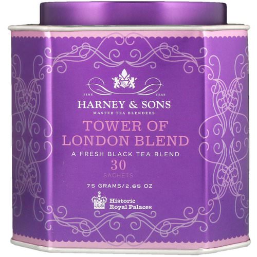 Harney & Sons, Tower of London Blend, A Fresh Black Tea Blend, 30 Sachets, 2.67 oz (75 g) Review
