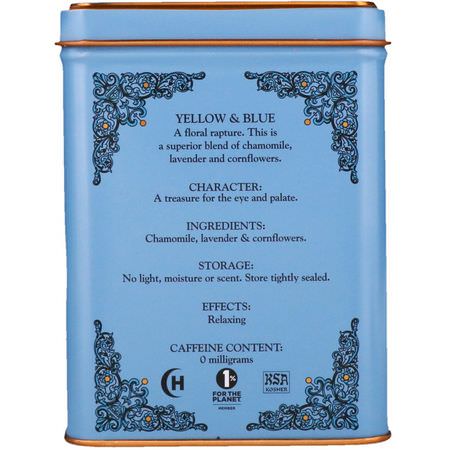 草本茶, 洋甘菊茶: Harney & Sons, HT Tea Blend, Yellow & Blue, Caffeine Free Chamomile and Lavender, 20 Tea Sachets, 0.9 oz (26 g)