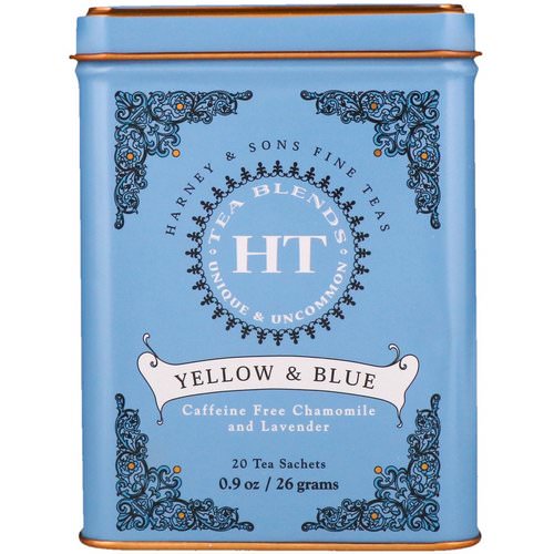 Harney & Sons, HT Tea Blend, Yellow & Blue, Caffeine Free Chamomile and Lavender, 20 Tea Sachets, 0.9 oz (26 g) Review