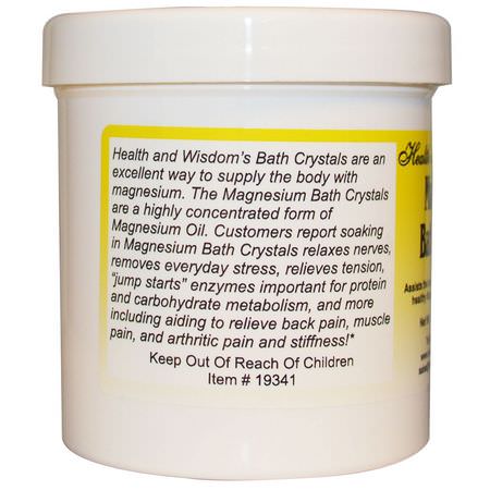鎂, 礦物質: Health and Wisdom, Magnesium Bath Crystals, 3/4 lb (341 g)