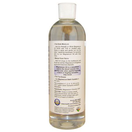 礦物質浴, 油: Health and Wisdom, Magnesium Oil, 16 fl oz (473 ml)