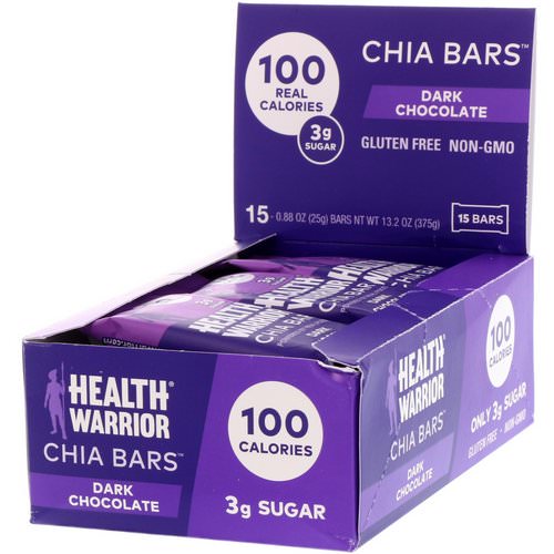Health Warrior, Chia Bars, Dark Chocolate, 15 Bars, 0.88 oz (25 g) Each Review