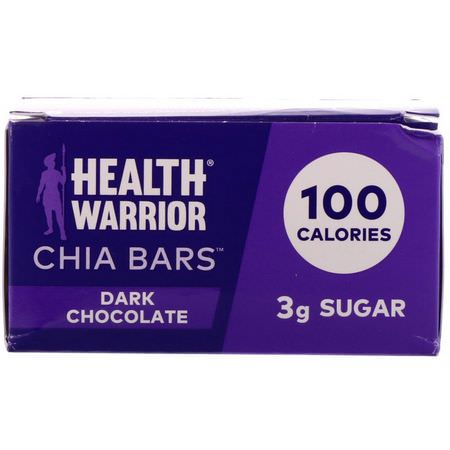 營養棒: Health Warrior, Chia Bars, Dark Chocolate, 15 Bars, 0.88 oz (25 g) Each