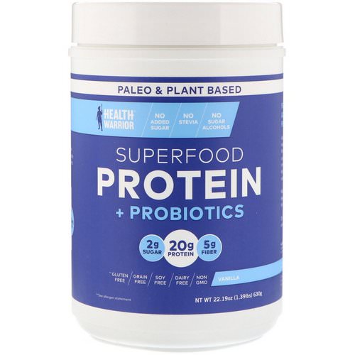 Health Warrior, Superfood Protein + Probiotics, Vanilla, 1.39 lbs (630 g) Review