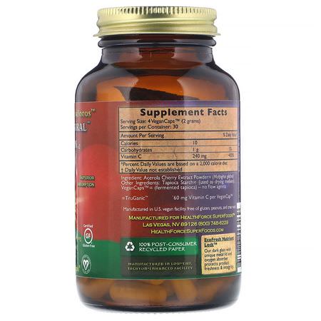 流感, 咳嗽: HealthForce Superfoods, Truly Natural Vitamin C, 120 Vegan Caps