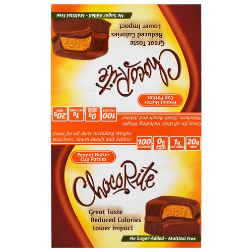 HealthSmart Foods, ChocoRite, Peanut Butter Cup Patties, 16 Count, 1.27 oz (36 g) Each Review