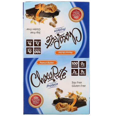 乳清蛋白棒, 蛋白棒: HealthSmart Foods, ChocoRite Protein Bar, Peanut Butter, 16 Bars - 1.2 oz (34 g) Each