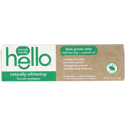 Hello, Naturally Whitening Fluoride Toothpaste, Farm Grown Mint, 4.7 oz (133 g) Review