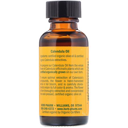 身體按摩油: Herb Pharm, Calendula Oil, 1 fl oz (30 ml)
