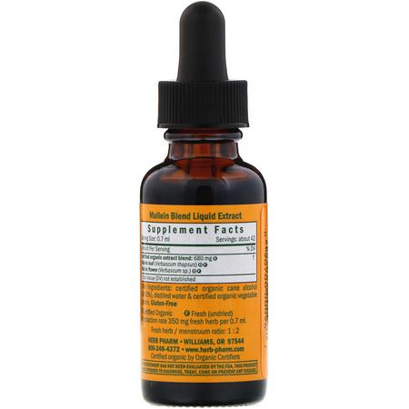 肺, 呼吸道: Herb Pharm, Mullein Blend, 1 fl oz (30 ml)